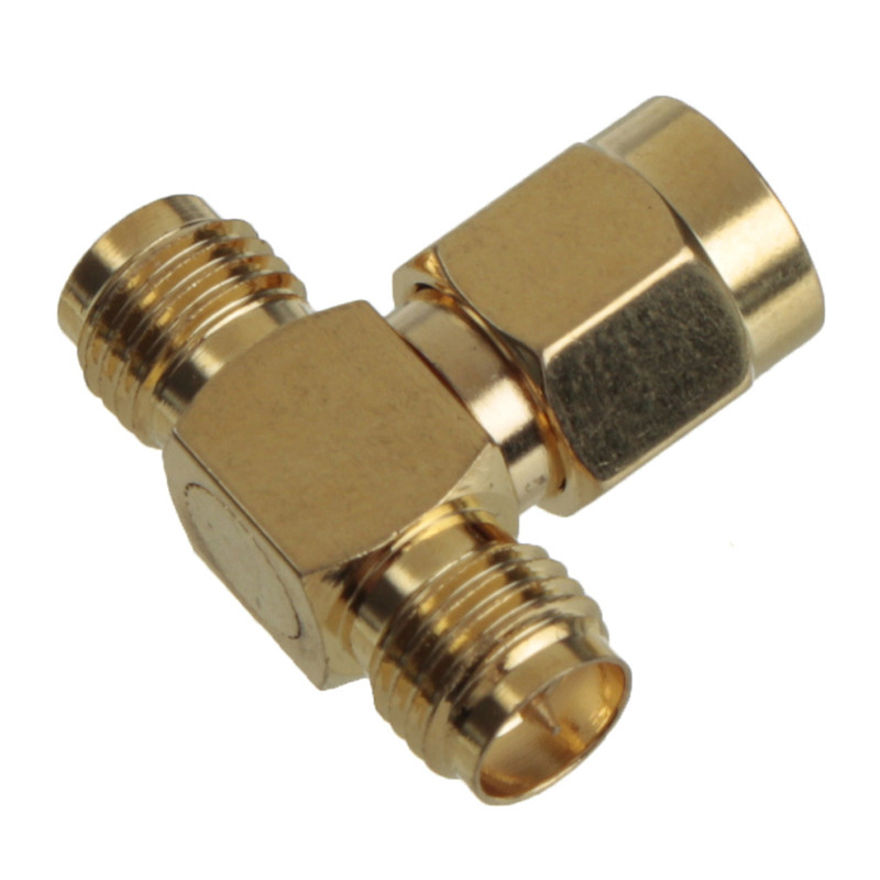 new arrival 5pcs adapter sma male to two sma female jack triple t rf connector triple 1m2f