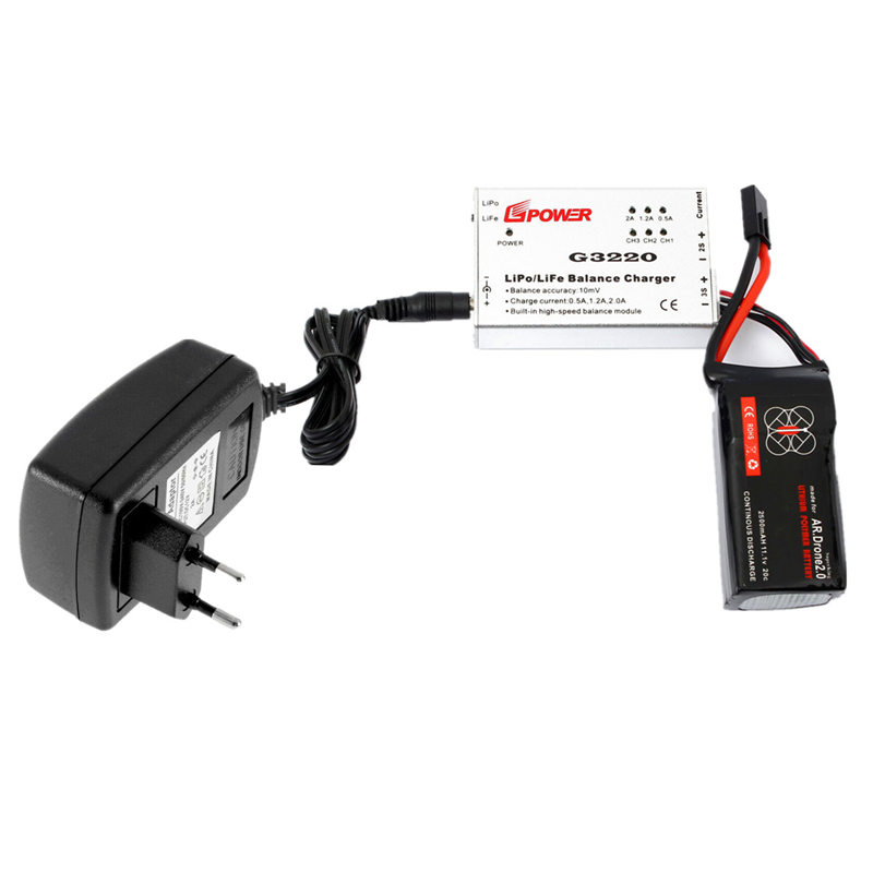 new arrival excellent quality original multifunctional balance charger+2500mah 3s battery for parrot ar.drone 2.0