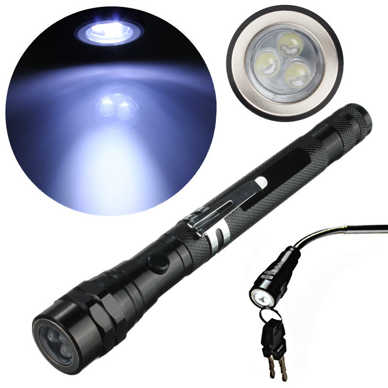 new arrival flexible torch telescopic 3led magnetic pick up tool light flashlight