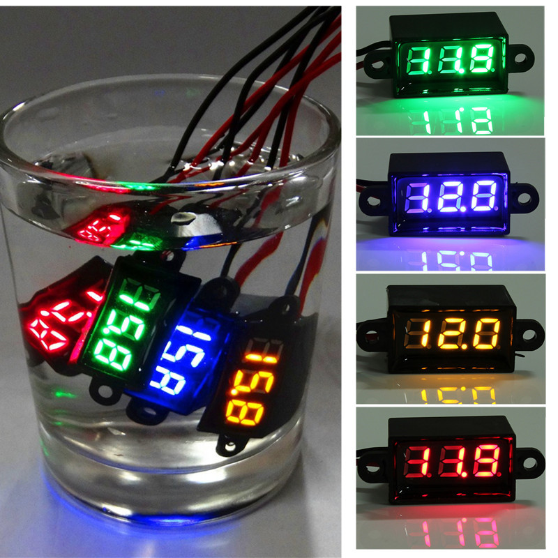 new arrival waterproof 0.28 dc 3.5-30v mini digital led voltmeter volt meter f 12v car moto