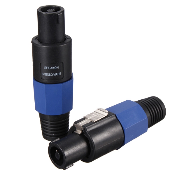 new arrvial!!!2pcs blue ring speakon speaker cable 4pin 4pole pro audio male plugs connector excellent quality