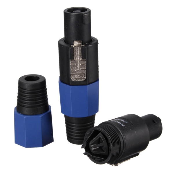 new arrvial!!!2pcs blue ring speakon speaker cable 4pin 4pole pro audio male plugs connector excellent quality