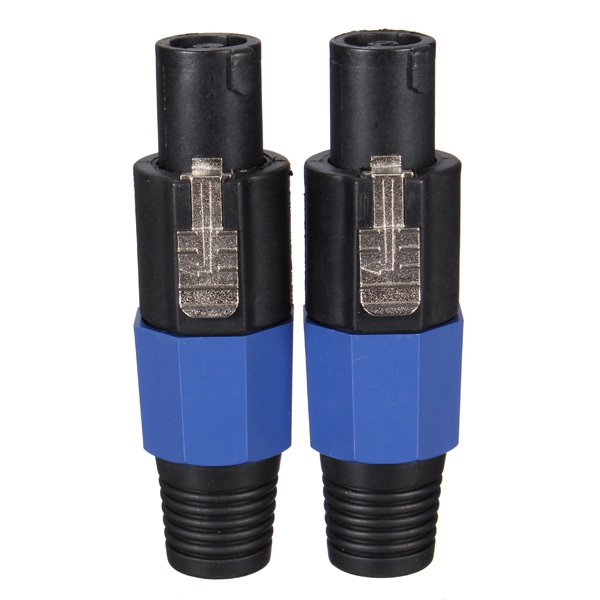 new arrvial!!!2pcs blue ring speakon speaker cable 4pin 4pole pro audio male plugs connector excellent quality