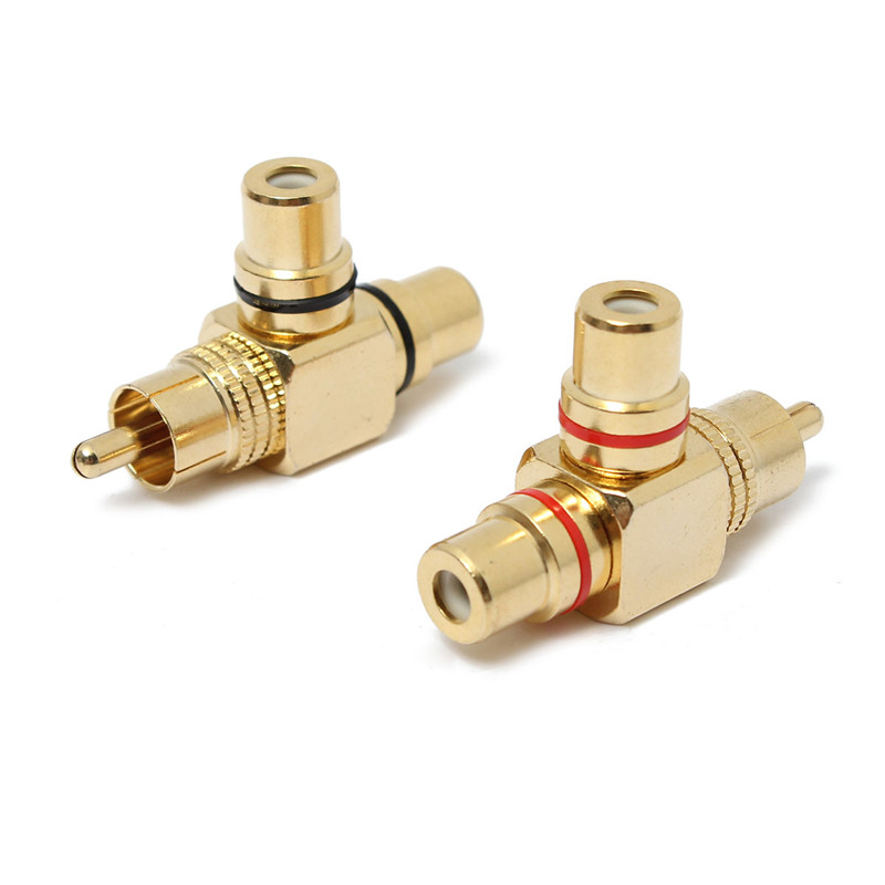 new arrvial!! 2x gold plated duplex audio rca splitter ac adapter 1 male to 2 female red+black excellent quality