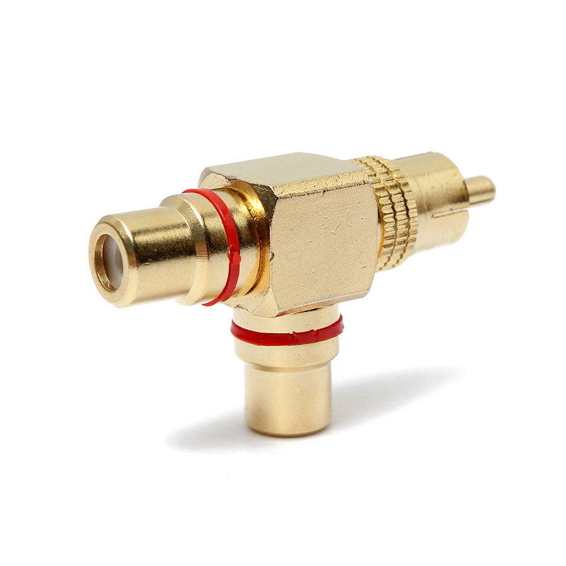 new arrvial!! 2x gold plated duplex audio rca splitter ac adapter 1 male to 2 female red+black excellent quality