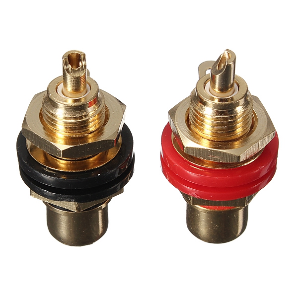 new arrvial!!! gold plated rca phono female chassis panel sockets connectors black & red pair durable new arrvial!!! gold plated rca phono female chassis panel sockets connectors black & red pair durable