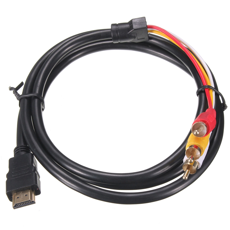 new black 5 feet 1.5m hdmi-male to 3 rca video audio av cable adapter for hdtv 1080p new black 5 feet 1.5m hdmi-male to 3 rca video audio av cable adapter for hdtv 1080p