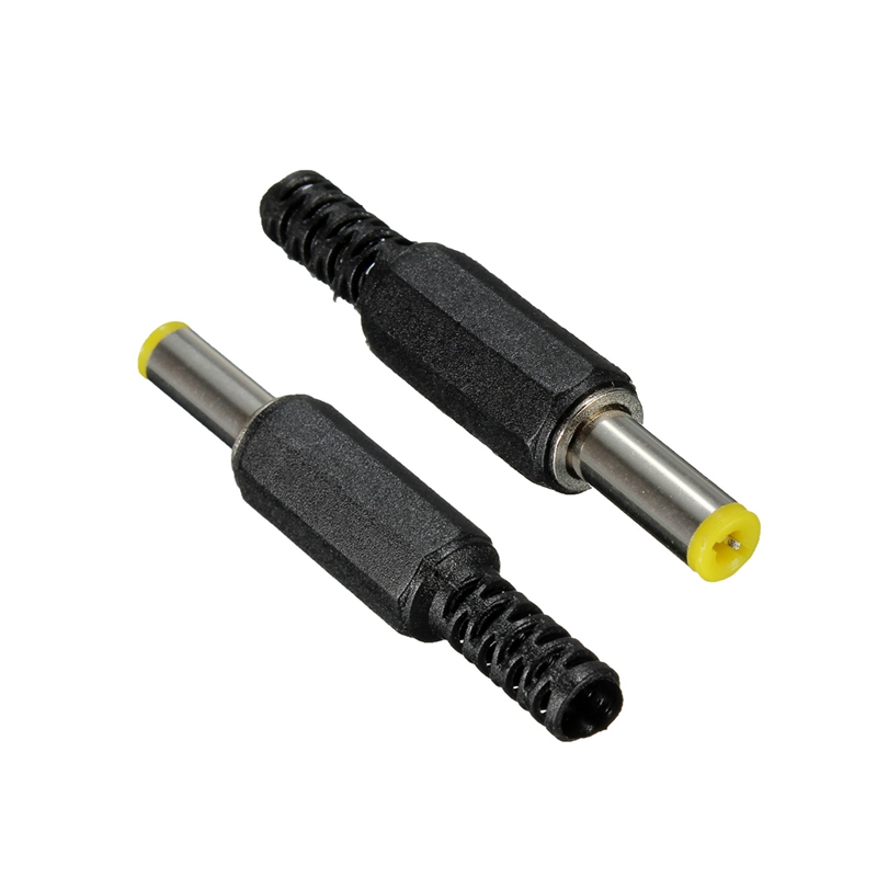 new dc 14mm 5.5x2.5mm male power plug jack socket connectors with yellow color tip