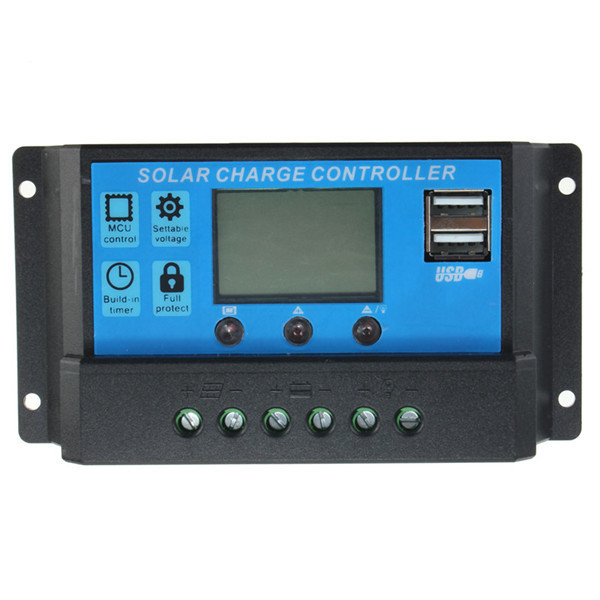 new design intelligent home auto 20a 12v-24v lcd display usb solar panel regulator automatic charge controller