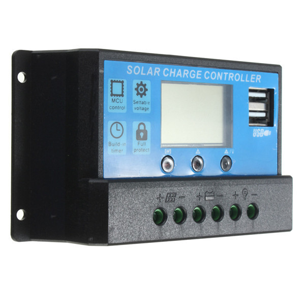 new design intelligent home auto 20a 12v-24v lcd display usb solar panel regulator automatic charge controller