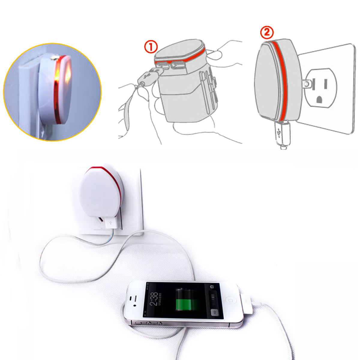 new universal world wide multi-fonction travel plug charger adapter with 2 usb port