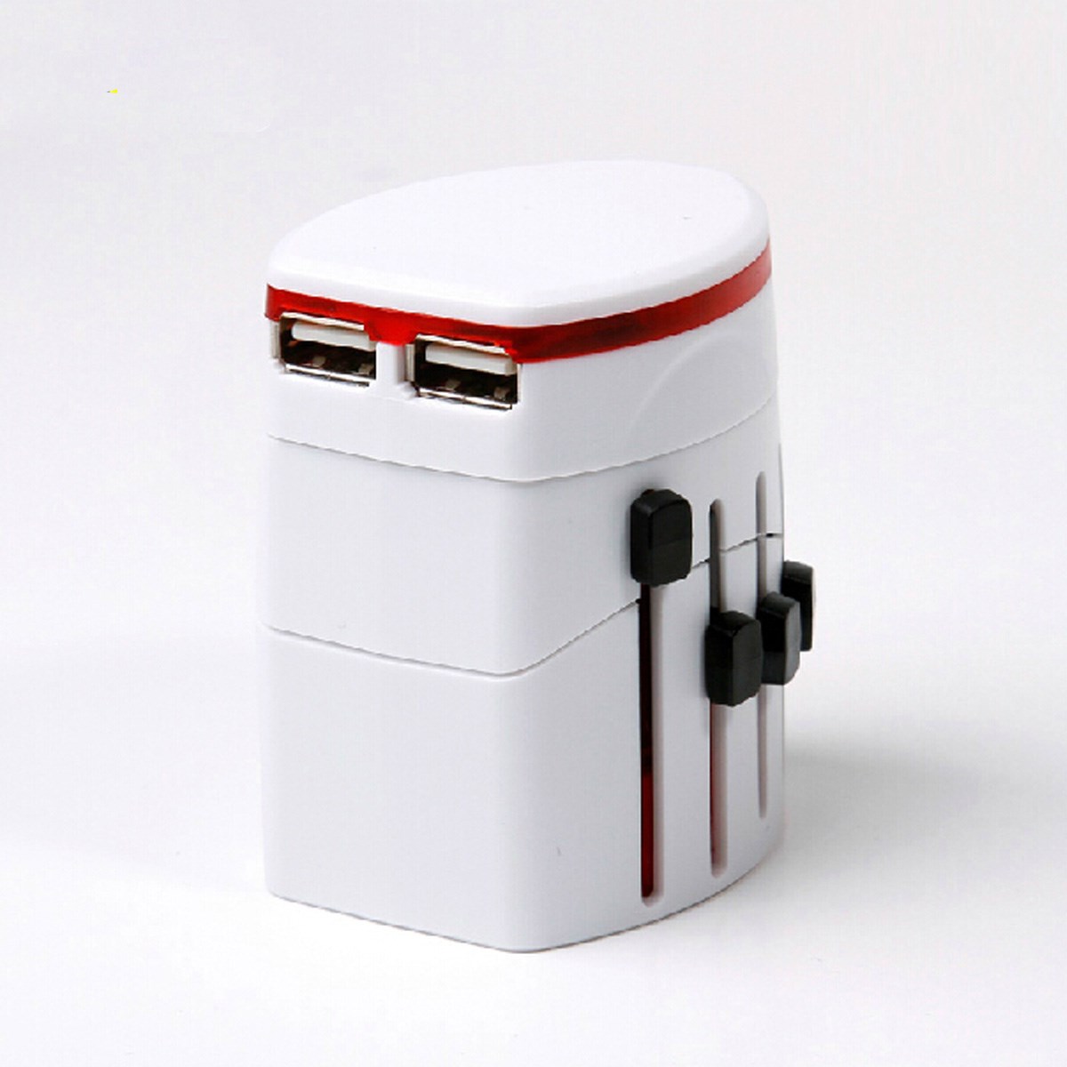 new universal world wide multi-fonction travel plug charger adapter with 2 usb port