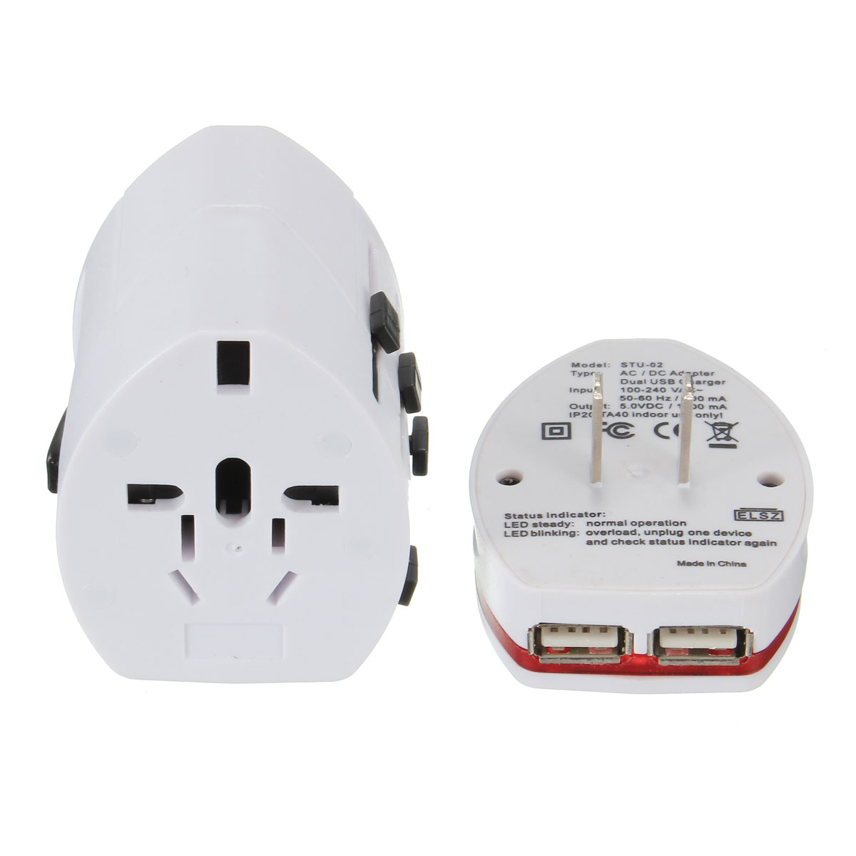 new universal world wide multi-fonction travel plug charger adapter with 2 usb port
