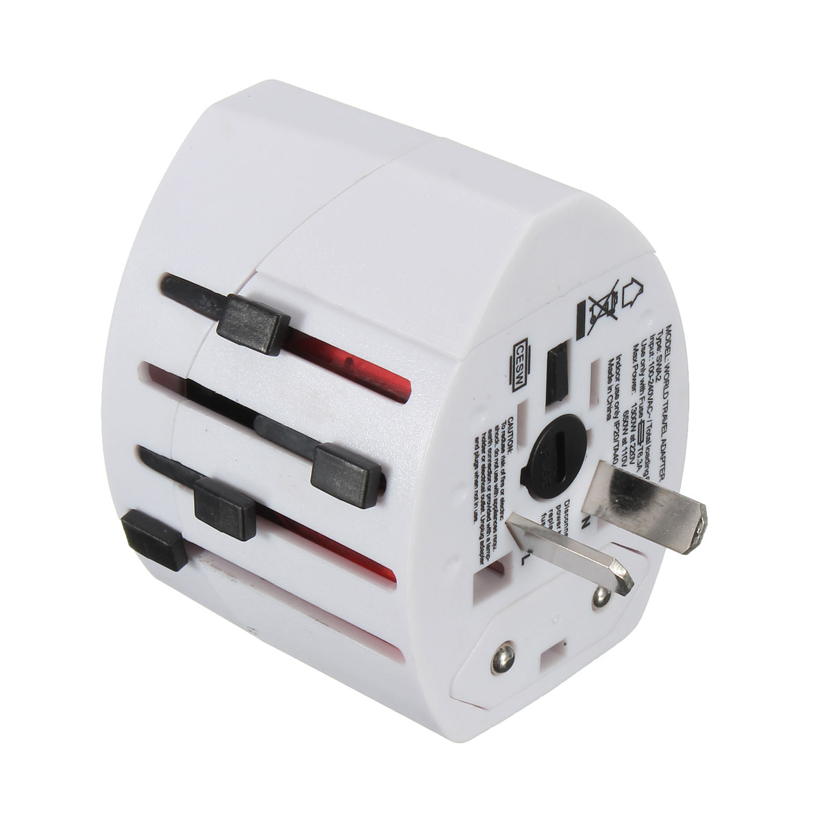 new universal world wide multi-fonction travel plug charger adapter with 2 usb port