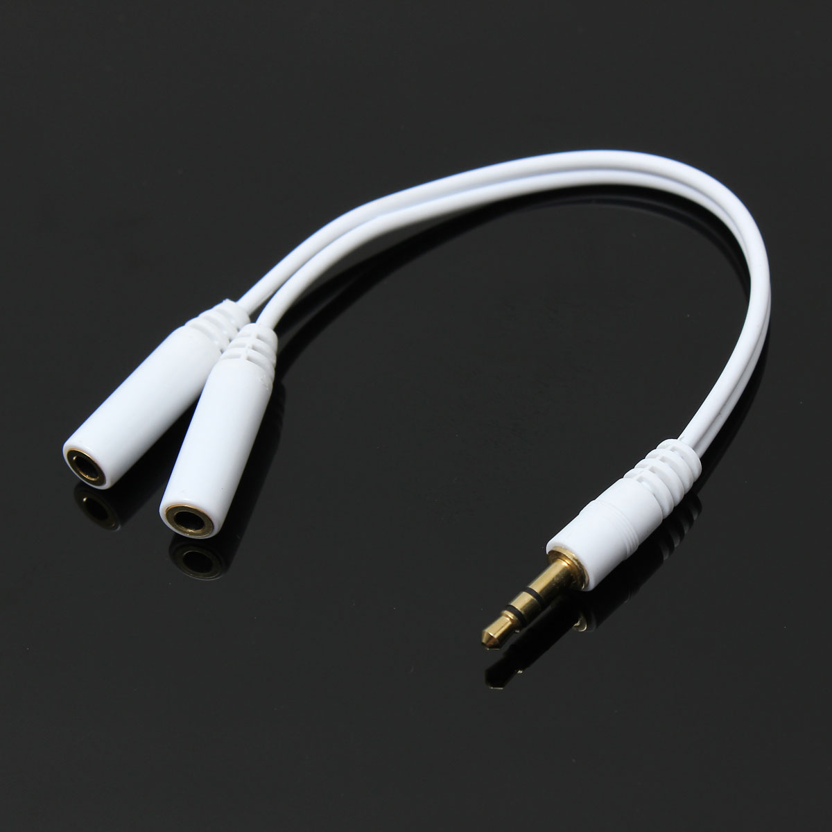 new white 3.5mm earphones headphones audio adapter cable lead cord jack y splitter