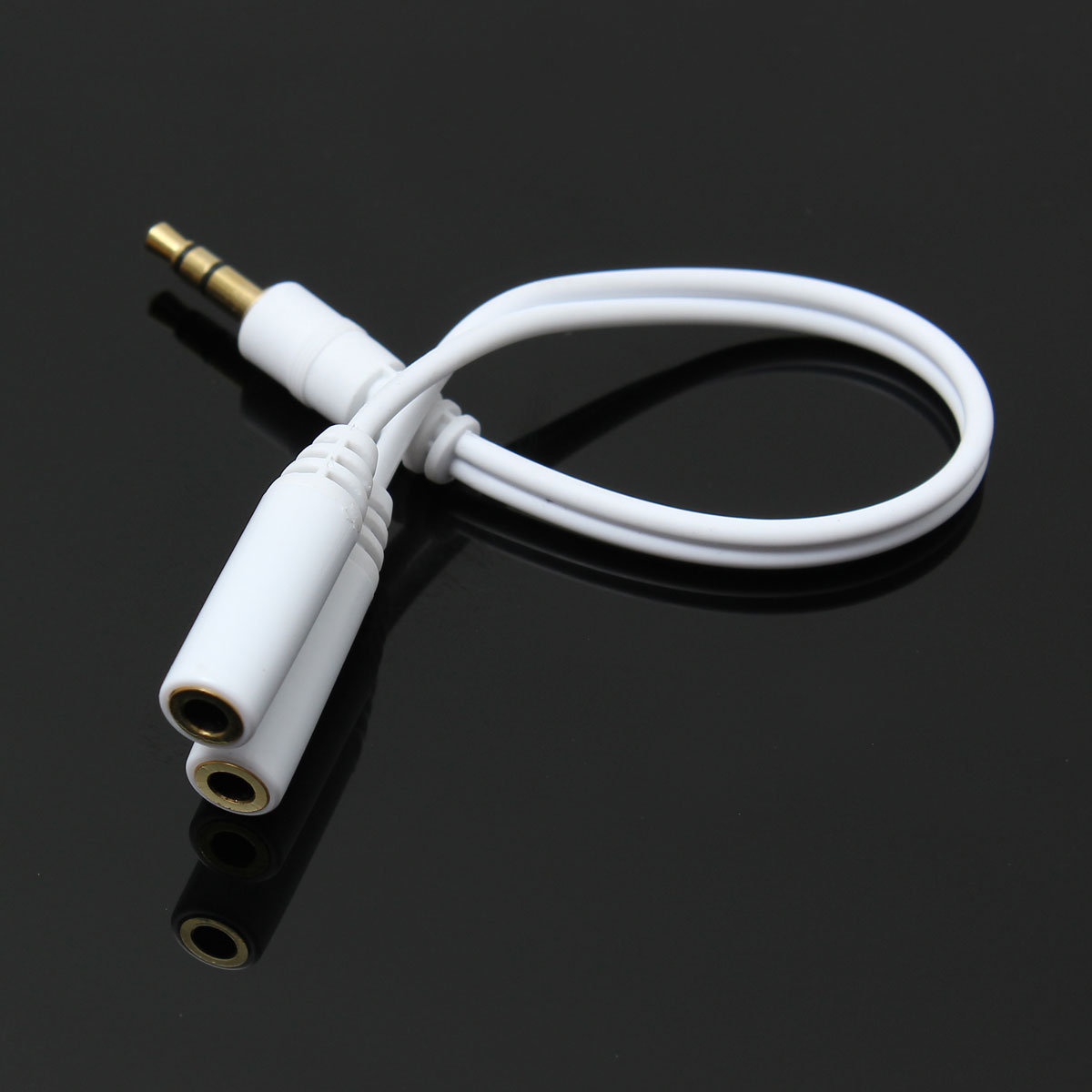 new white 3.5mm earphones headphones audio adapter cable lead cord jack y splitter