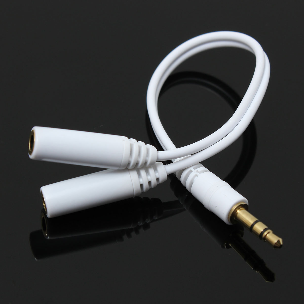 new white 3.5mm earphones headphones audio adapter cable lead cord jack y splitter