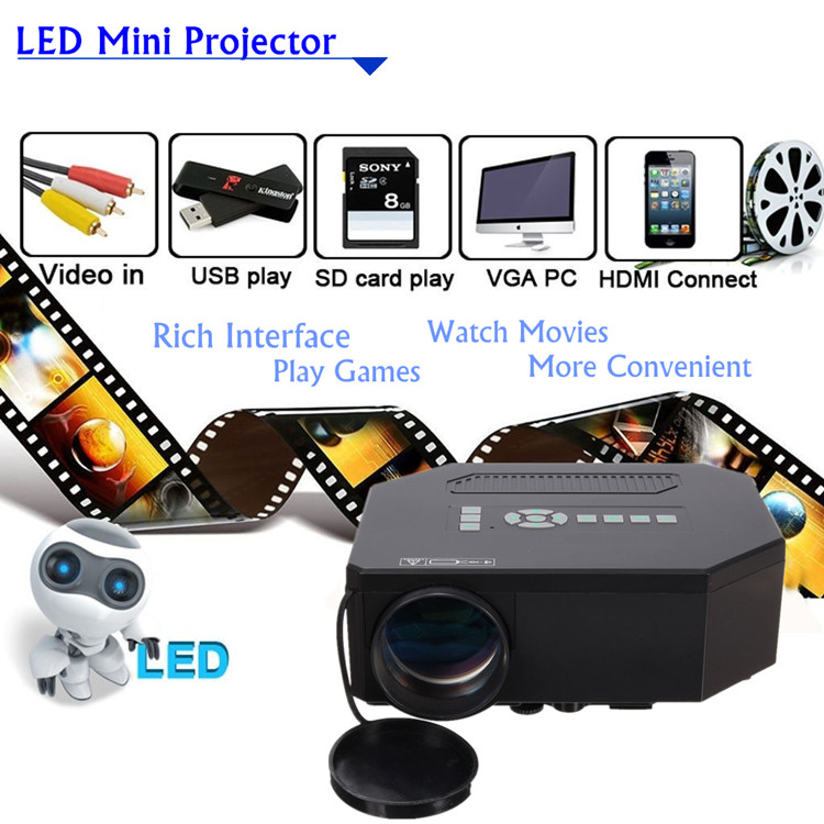 newest 2015 home theater 1200lumens hdmi usb 3d red blue lcd mini 1080p led video portable projector full hd