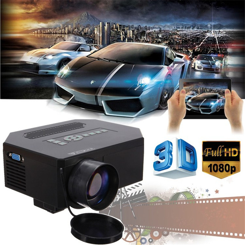 newest 2015 home theater 1200lumens hdmi usb 3d red blue lcd mini 1080p led video portable projector full hd