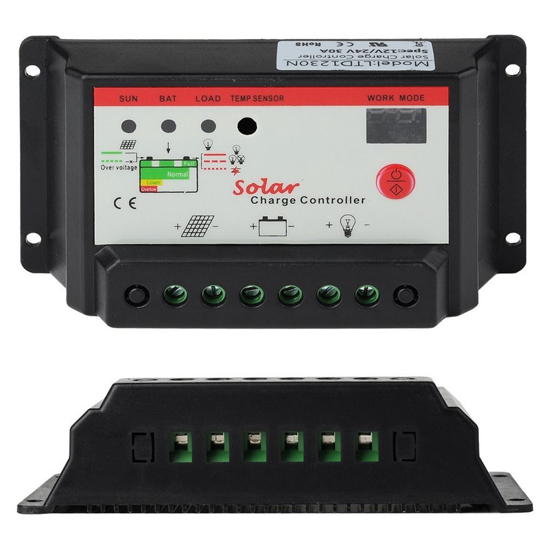 newest intelligent 30a pwm solar panel charge controller 12v 24v auto battery regulator