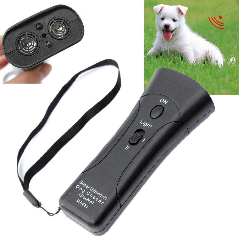 newest ultrasonic dog chaser stop aggressive animal attacks repeller w/ flashlight