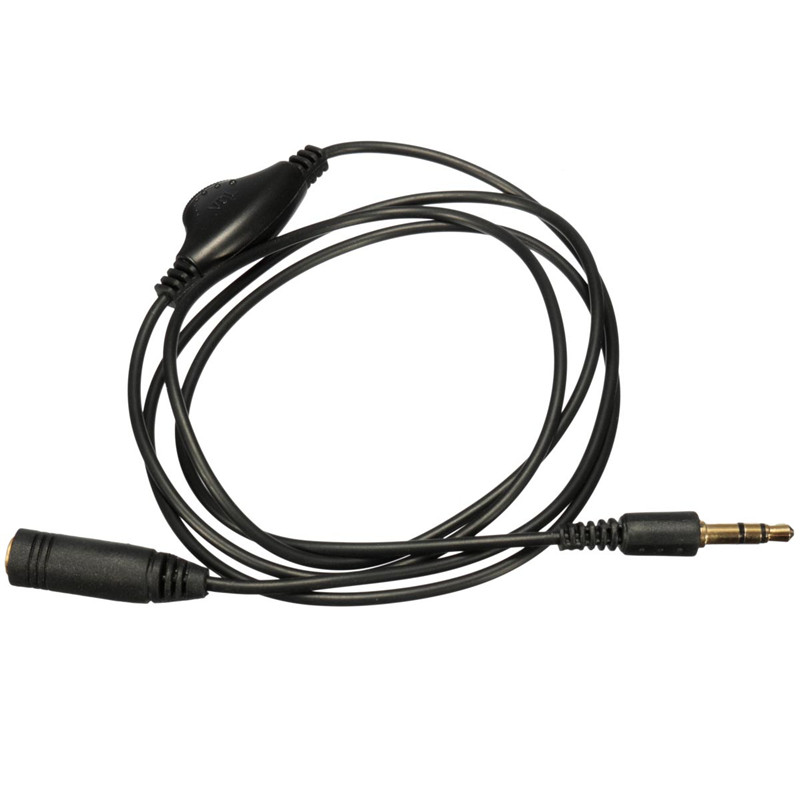 selling 3.5mm headpone headset earphone audio extension cable with volume control 1m black