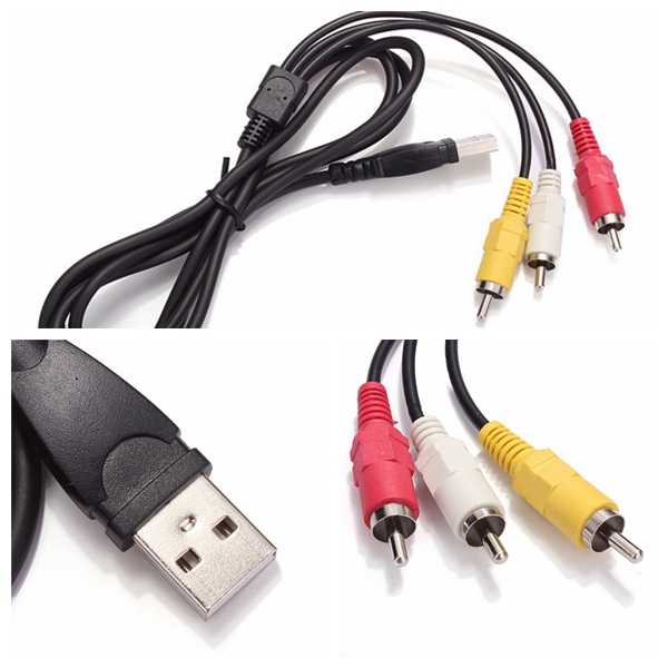 top 5ft 1.5m usb 2.0 a male to 3 rca male composite audio video converter adapter av hdd dvr data cable