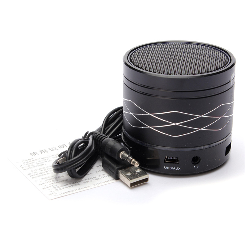 wireless bluetooth speaker mini led audio speaker + 2 in 1 usb charging cable black color 60*60*58mm