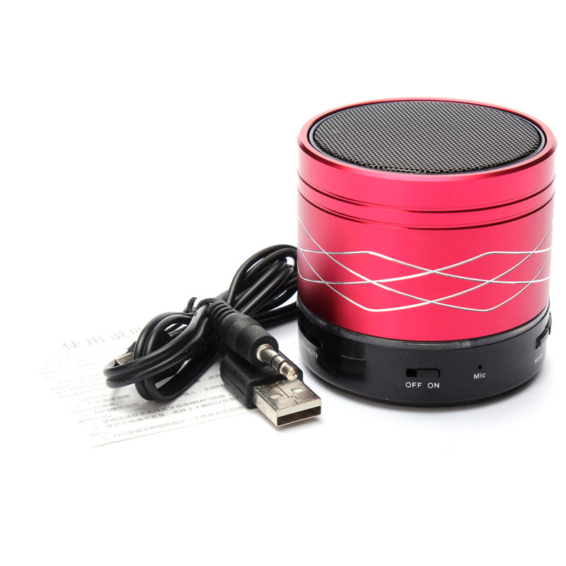 wireless bluetooth speaker mini led audio speaker + 2 in 1 usb charging cable red color 60*60*58mm