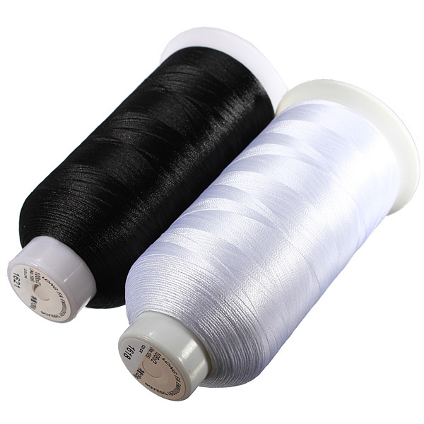 new arrival useful 1 pcs 5000m cones polyester bobbin thread filament for embroidery machine household black and white color
