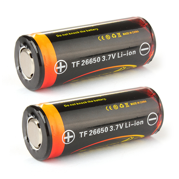2pcs 1pair! trustfire 5000mah 3.7v 26650 rechargeable battery 26650 li-ion lithium battery with pcb