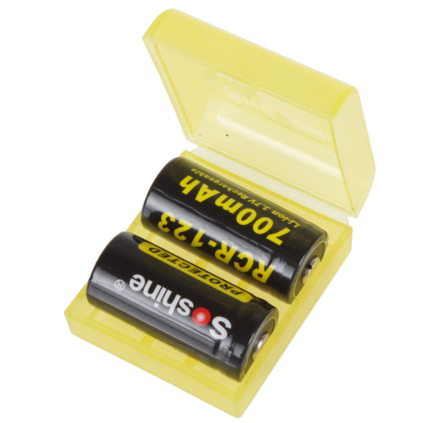 2pcs/pair! soshine li-ion rcr123 / 16340 battery 700mah 3.7v protected rechargeable battery + case