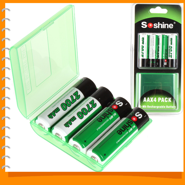 4pcs/pack soshine ni-mh aa battery 2700mah 1.2v rechargeable batteries + portable battery box 4pcs/pack soshine ni-mh aa battery 2700mah 1.2v rechargeable batteries + portable battery box