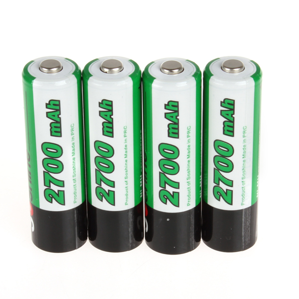 4pcs/pack soshine ni-mh aa battery 2700mah 1.2v rechargeable batteries + portable battery box