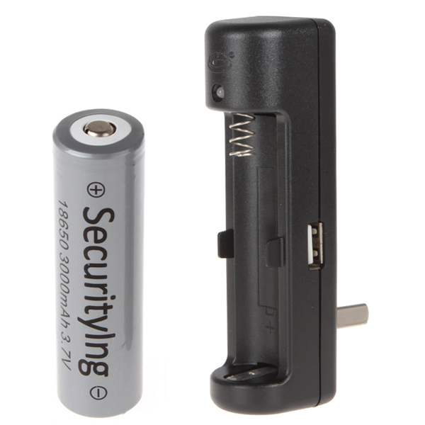 securitying 18650 battery 3000mah 3.7v 18650 rechargeable lithium li ion battery + usb battery charger
