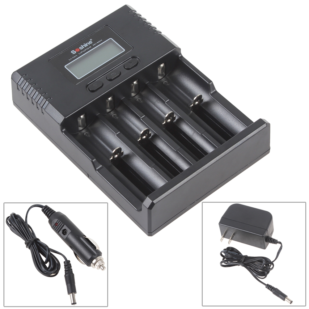 soshine h4 lcd universal battery charger for li-ion / ni-mh / lifepo4 batteries