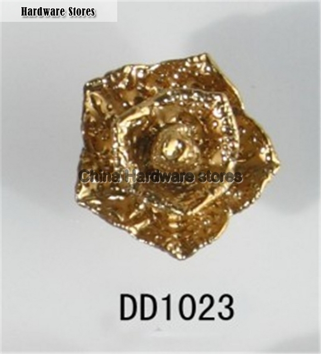 flower rose ceramic knob gold plated antique furniture knob wardrobe cupboard knobs drawer dresser knobs cabinet pulls DD1023