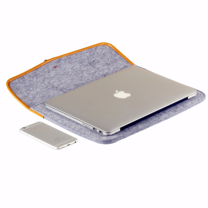 best promotion fashion slim woolen felt hand hold inner laptop notebook sleeve bag case for macbook air pro retina 15'' 3color