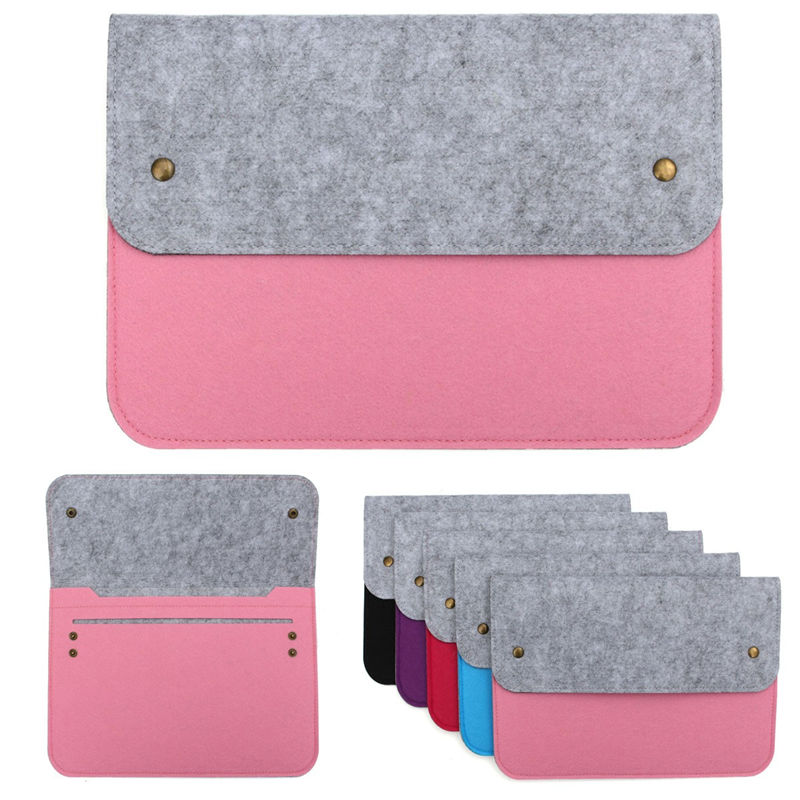 brand new fashion slim soft wool felt laptop protect case bag cover for macbook 15'' 40x30cm rose red purple black blue pink