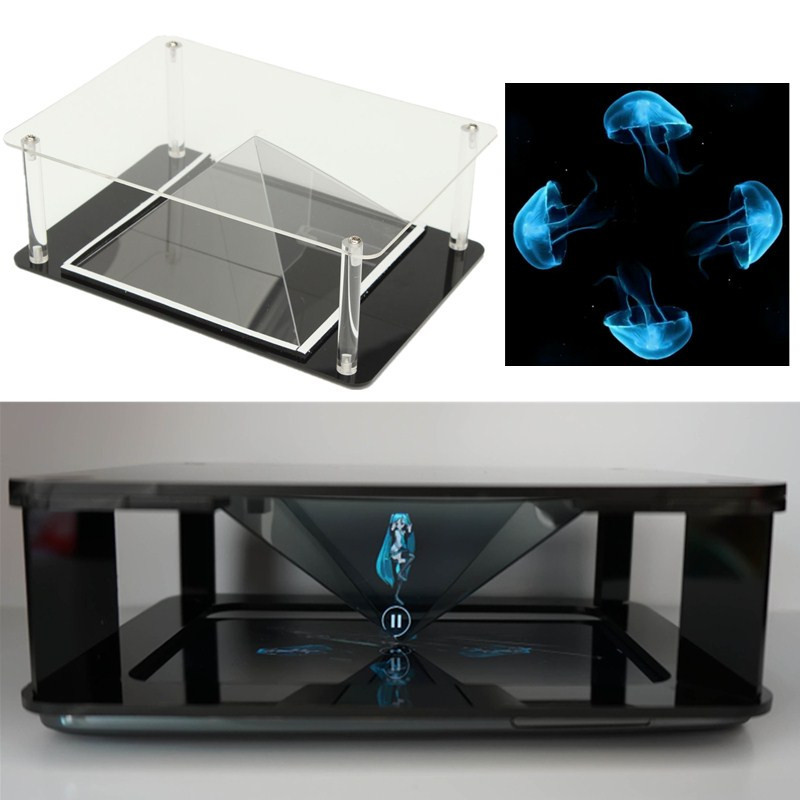diy holographic 3d display cabint projector for ipad tablet black red