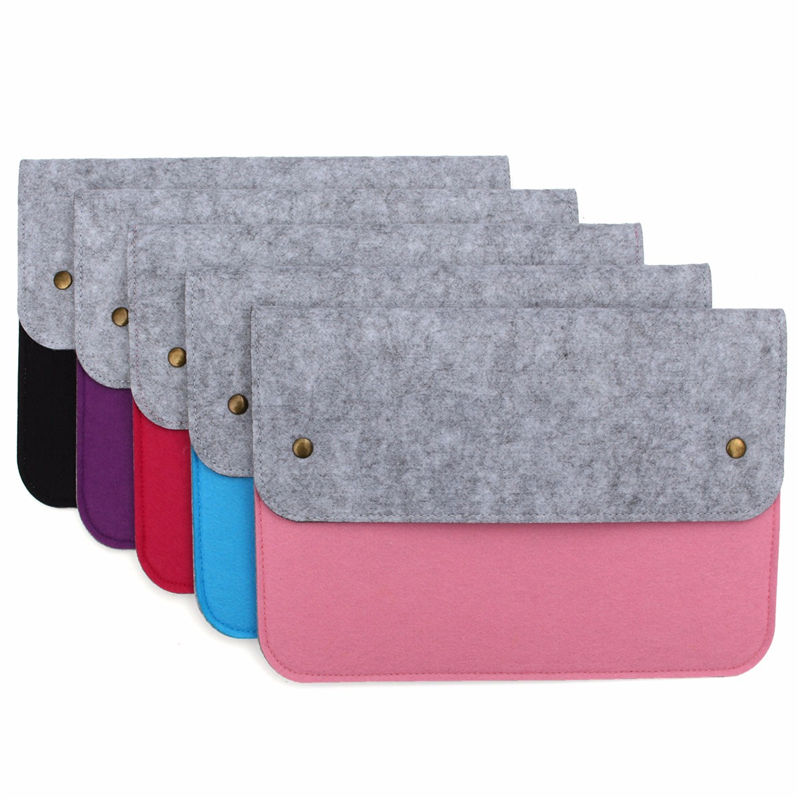 fashion slim soft wool felt laptop protect case bag cover for macbook 11" 32.5x23cm rose red purple black blue pink