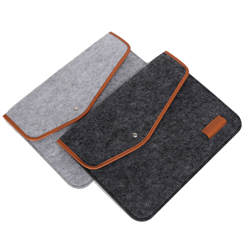 selling fashion woolen felt laptop notebook sleeve bag case skin cover for macbook air pro retina 15" 2color
