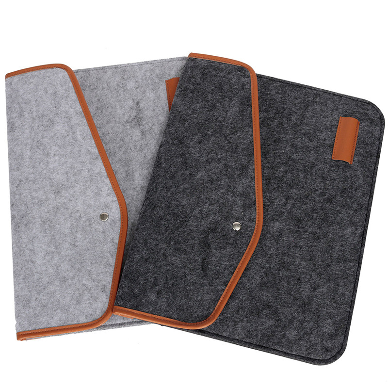 selling fashion woolen felt laptop notebook sleeve bag case skin cover for macbook air pro retina 15" 2color