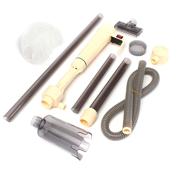 aquarium battery syphon operated auto fish tank water vacuum gravel filter cleaner pump install operate convenient