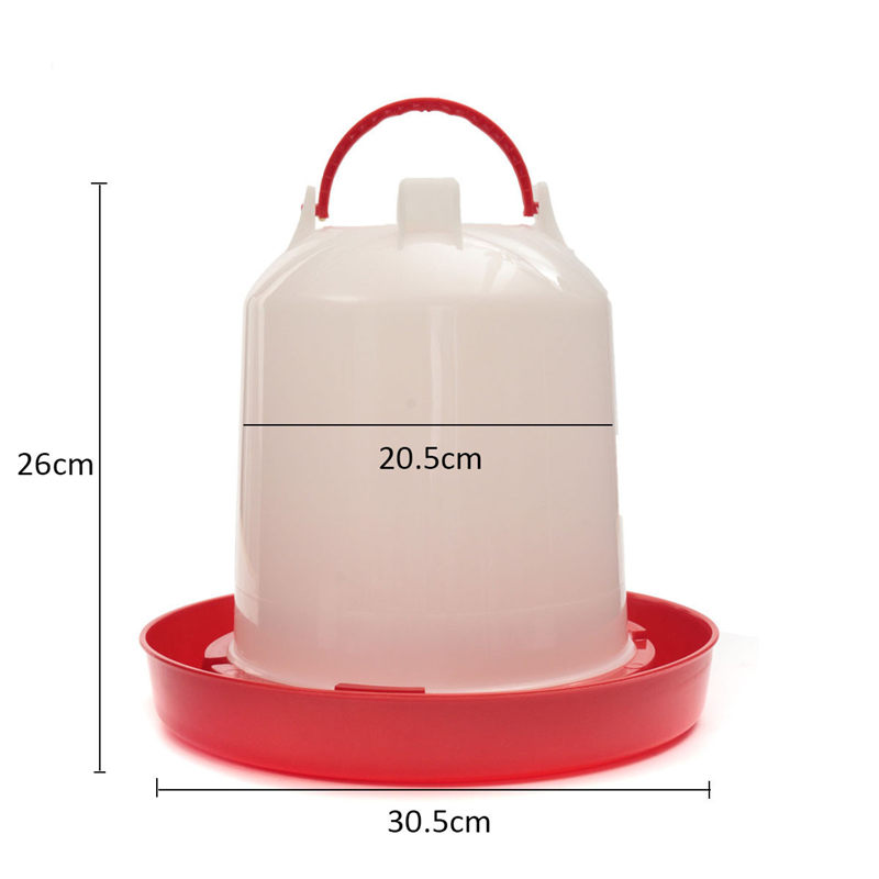 brand new 26x20.5x30.5cm 6 liter white+red plastic chicken chicks hen poultry drinker waterer with handle