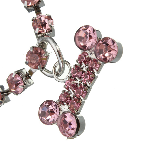 brand new crystal diamante bone rhinestone pendant pet necklace collar dog jewelry