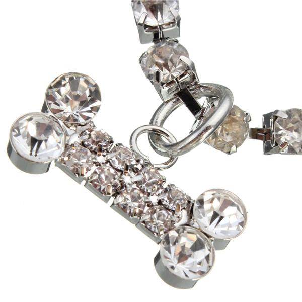 brand new crystal diamante bone rhinestone pendant pet necklace collar dog jewelry