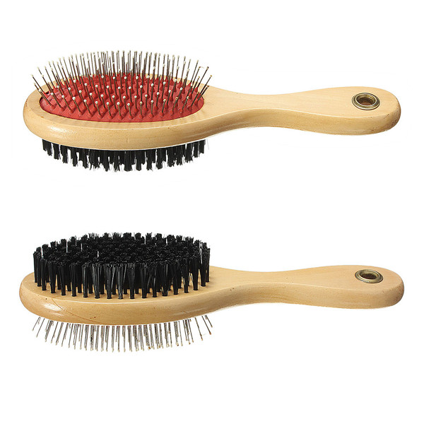 brand new pet animal for cat dog puppy wooden grooming brush bristle pins double sided comb