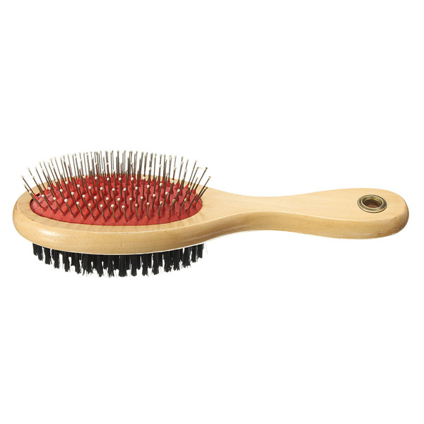 brand new pet animal for cat dog puppy wooden grooming brush bristle pins double sided comb