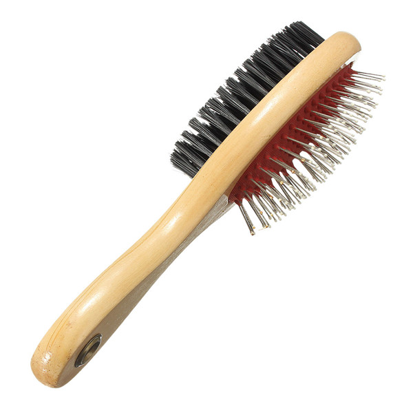 brand new pet animal for cat dog puppy wooden grooming brush bristle pins double sided comb